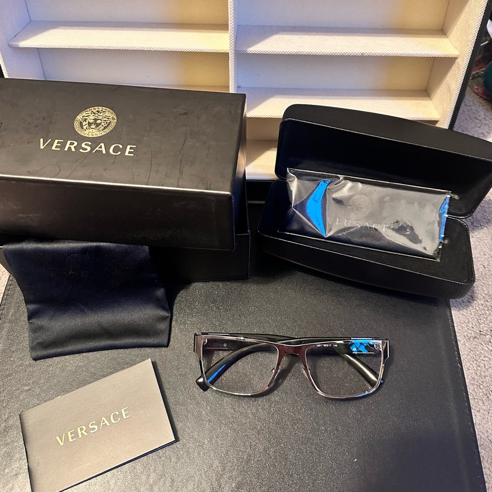 Versace glasses black frames with silver accents model VE1274